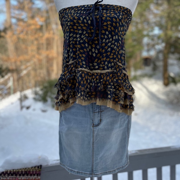 FREE PEOPLE Silk Mixed Media Skirt Top - Picture 10 of 16